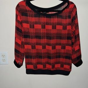 NWOT~ HYPE Semi-sheer Plaid Blouse